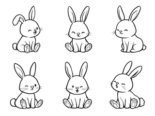 rabbit simple line hand drawing