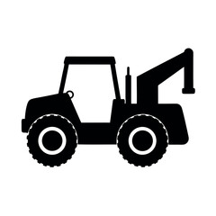 Naklejka premium Industrial telehandler with lifting arm and bucket silhouette vector illustration