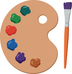 Artist palette with brush and colorful paints