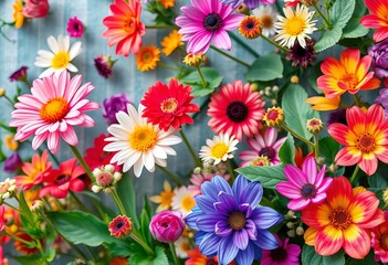 Fototapeta premium Vibrant floral backdrop, perfect for various designs, petals, floral