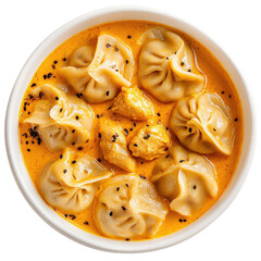 Delicious Nepali Momo in Spicy Curry Sauce, Perfect for Comfort Food Lovers on transparent background