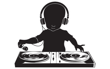 DJ Silhouette Icon with Raised Hands  Party Music Mixer Symbol