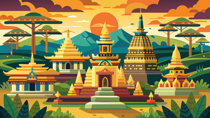 Yogyakarta, Java, Indonesia – A center of Javanese culture, its traditional crafts and Borobudur views provide rich textures for detailed vector exploration of heritage.