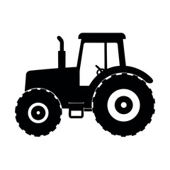 Robust tractor vehicle used in agricultural work Silhouette Vector illustration
