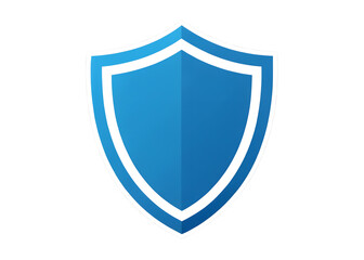 A clean, minimal emblem shield icon with blue gradient fill and white outline, pointed bottom and curved top, symbolizing cybersecurity or data protection, flat vector style on transparent background.
