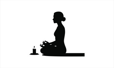 Person in meditative pose calm mind peaceful silhouette