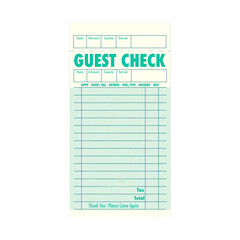 A blank guest check for a restaurant bill isolated on transparent background © Lemon