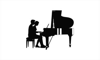 Musical instrument grand piano silhouette