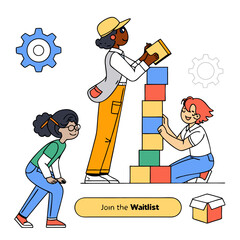 Team Building Blocks Construction Illustration