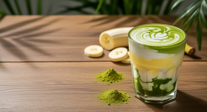Indulge in a Fresh Tropical Banana Cream Matcha Latte: The Perfect Drink to Energize Your Day