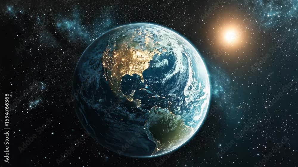 Canvas Prints planet earth drifting through the vastness of space with sunlight illuminating its surface, planet e