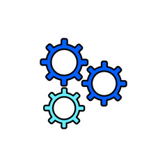 Icon a triple gears, isolated against a clean background.
