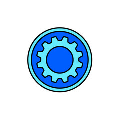 Icon a dashed gear, isolated against a clean background.
