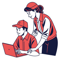 Two Colleagues Working Together on Laptop