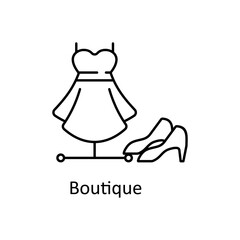 Dress and Shoes Icon on Rack, Boutique Concept