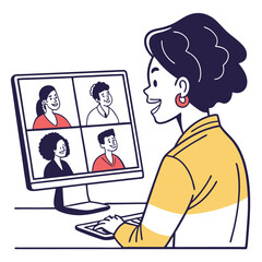 Woman Participating in a Virtual Meeting on Her Computer