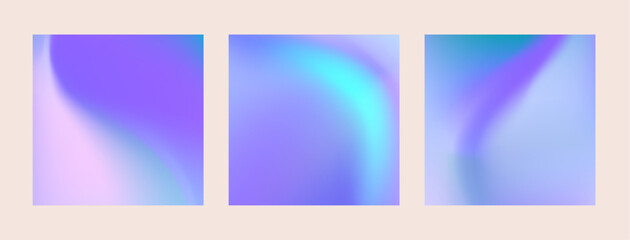 Lavender purple, turquoise pastel colored vertical vector banner. Gradient background set with blurred soft waves. Simple soft liquid backdrop. Gradient template design for poster, social post