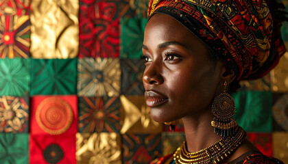 Black History Month Photo with African American Silhouettes and Cultural Symbols