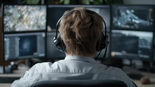 Emergency response: 911 operator focus, voice command, urgent reaction, dispatch coordination, headset signal, crisis alert, communication skill, calm tone, quick decision, support role, rescue link