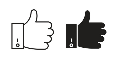 Thumb up icon vector, solid illustration, pictogram isolated color editable