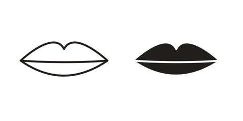 Thin lips icon vector, solid illustration, pictogram isolated color editable