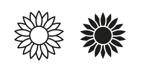 Sunflower icon vector, solid illustration, pictogram isolated color editable