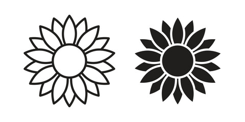 Fototapeta premium Sunflower icon vector, solid illustration, pictogram isolated color editable