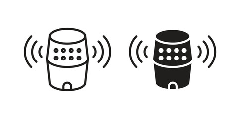 Smart speaker icon vector, solid illustration, pictogram isolated color editable
