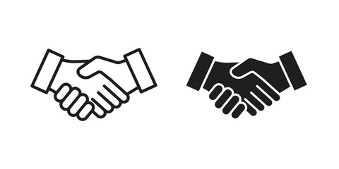 Shake hands icon vector, solid illustration, pictogram isolated color editable