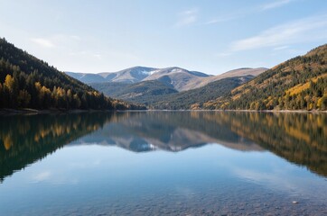 Fototapeta premium Autumn Reflection by the Still Lake