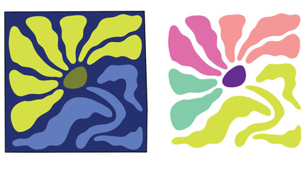 Naklejka premium Abstract floral art design colorful flower pattern vector graphic