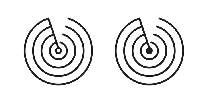 Radar detection icon vector, solid illustration, pictogram isolated color editable