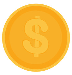 Flat gold coin with simple dollar symbol, centered