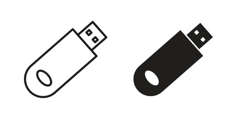 Pendrive icon vector, solid illustration, pictogram isolated color editable