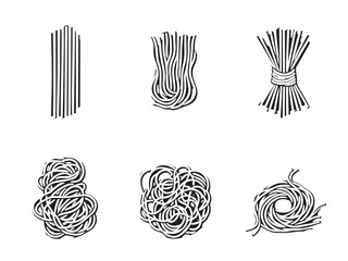 Spaghetti line art vector illustration
