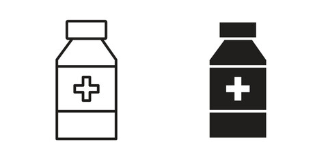 Medicine bottle icon vector, solid illustration, pictogram isolated color editable