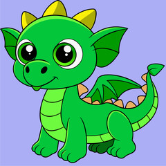 Fototapeta premium cute green dragon vector kawaii