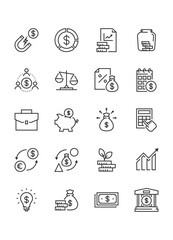 set of money icons, finance, coin, cash