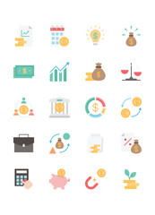 set of money icons, finance, coin, cash
