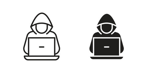 Hacker icon vector, solid illustration, pictogram isolated color editable
