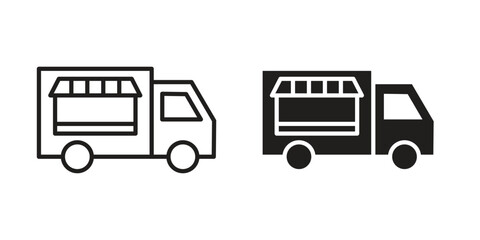 Food truck icon vector, solid illustration, pictogram isolated color editable