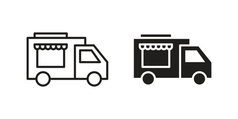 Food truck icon vector, solid illustration, pictogram isolated color editable