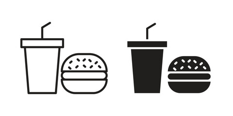 Fast food icon vector, solid illustration, pictogram isolated color editable