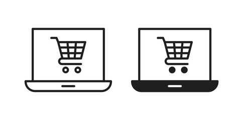 E commerce platform icon vector, solid illustration, pictogram isolated color editable