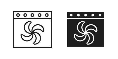 Convection turbofan stove icon vector, solid illustration, pictogram isolated color editable