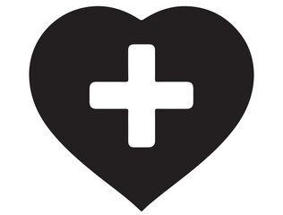 Obraz premium MEDICAL PLUS SIGN WITH HEART SILHOUETTE