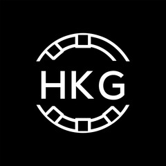 HKG Minimalist HKG  Logo Design on Black Background – HKG Later Logo, Modern Circular Branding Concept
