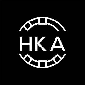 HKA Minimalist HKA  Logo Design on Black Background &ndash; HKA Later Logo, Modern Circular Branding Concept
