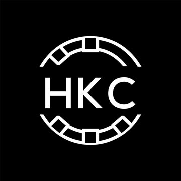 HKC Minimalist HKC  Logo Design on Black Background &ndash; HKC Later Logo, Modern Circular Branding Concept
