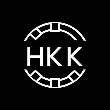 HKK Minimalist HKK  Logo Design on Black Background &ndash; HKK Later Logo, Modern Circular Branding Concept
